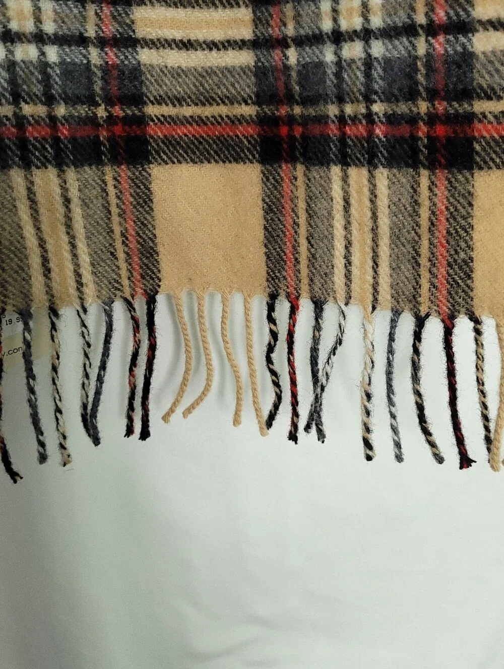 BLARNEY WOOLEN MILLS Women's Camel & Plaid Lambswool Scarf (NWT)